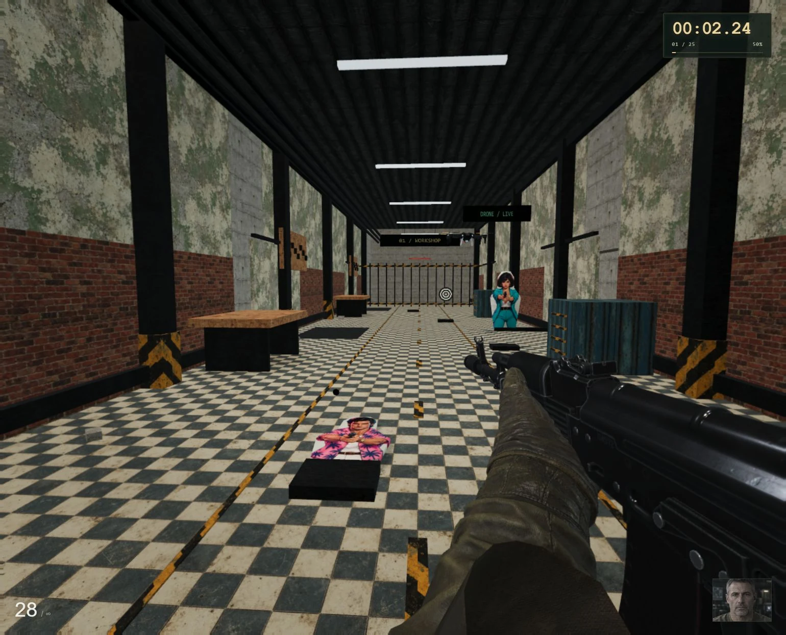 Actual gameplay inside the workshop sector