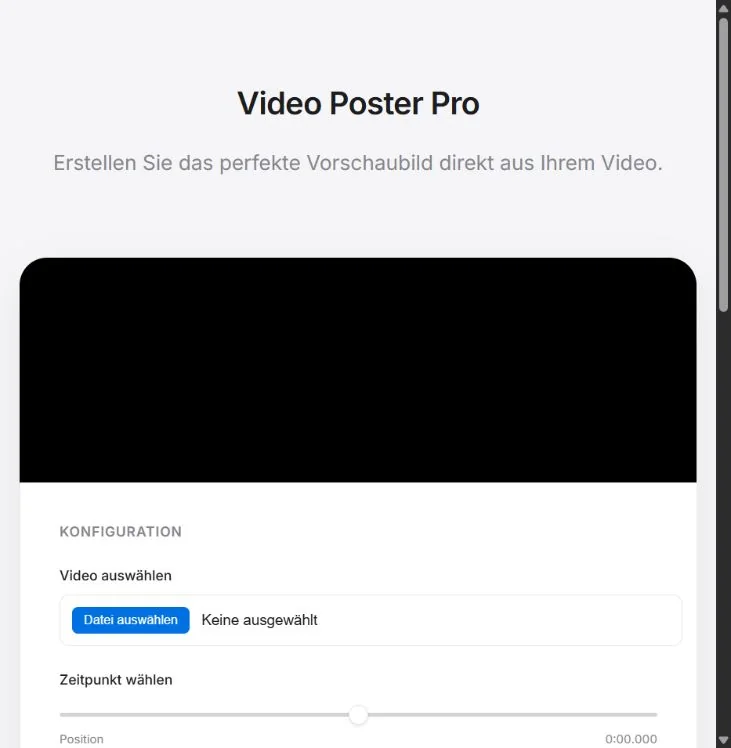 Video Poster Pro interface for creating video thumbnails